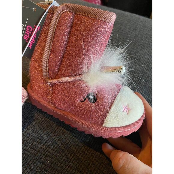 Girl’s sparkly unicorn boots toddler 7 hook and loop closure NWT NEW pink - Picture 3 of 5